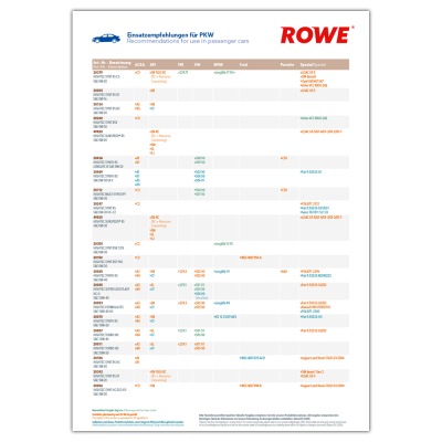 ROWE Einsatzempfehlung PKW